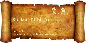 Ketter Milán névjegykártya
